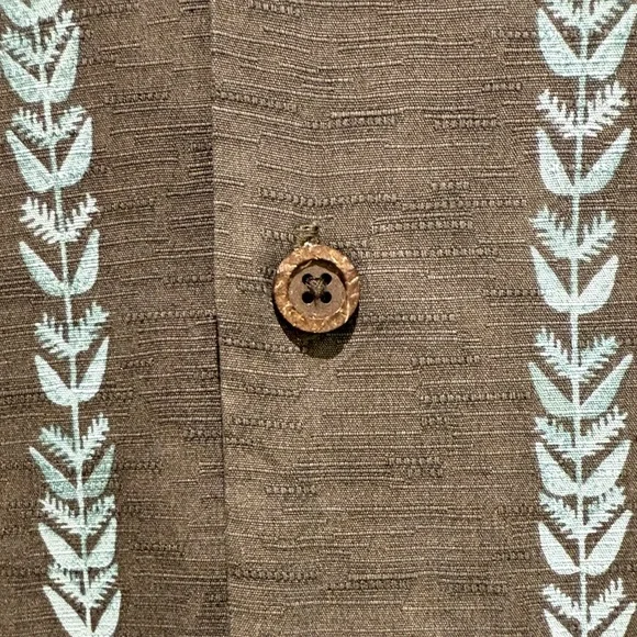 Tommy Bahama Brown and Blue Floral Button Down Silk Shirt Men’s L - Picture 4 of 6